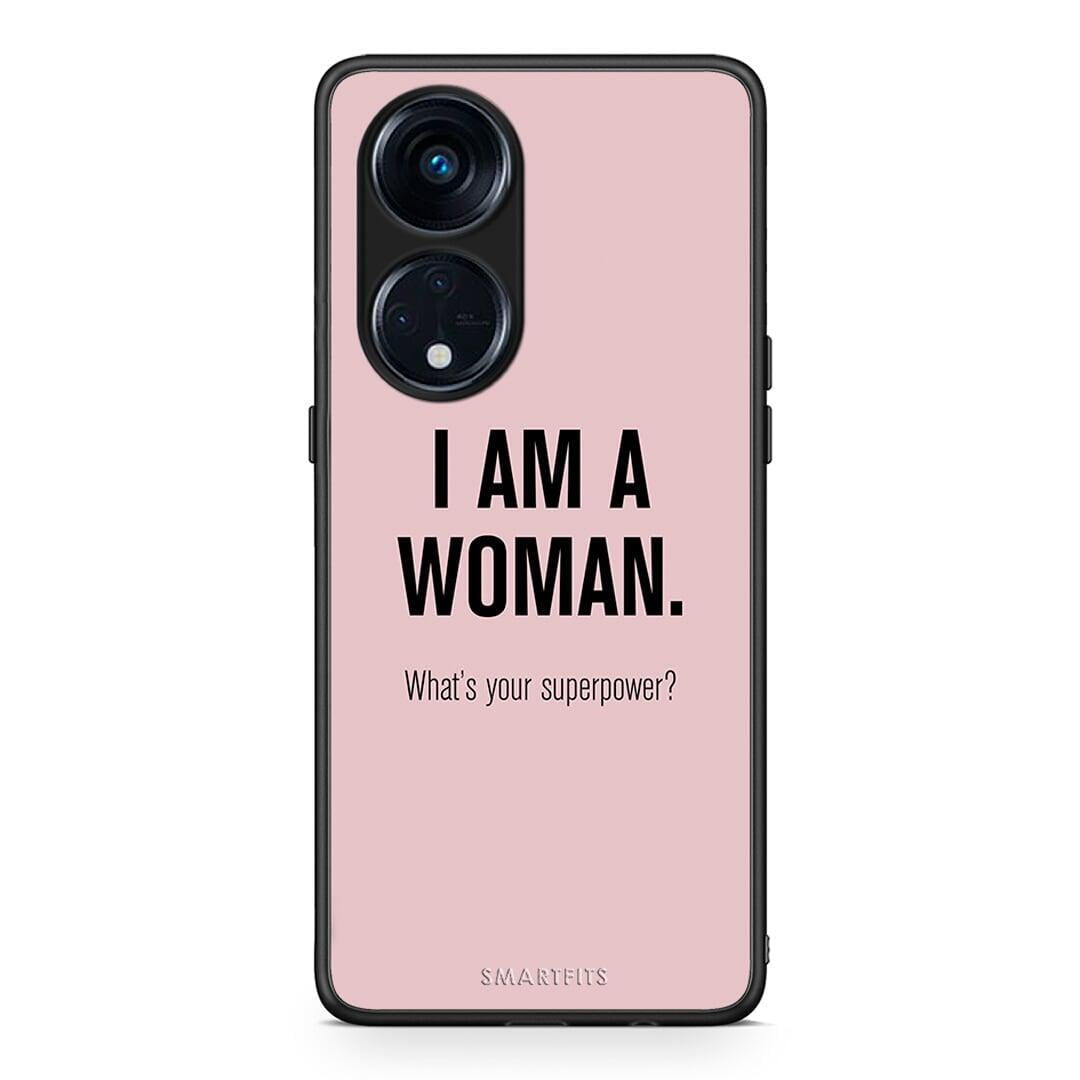 Θήκη Oppo A98 Superpower Woman από τη Smartfits με σχέδιο στο πίσω μέρος και μαύρο περίβλημα | Oppo A98 Superpower Woman Case with Colorful Back and Black Bezels