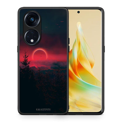 Θήκη Oppo A98 Tropic Sunset από τη Smartfits με σχέδιο στο πίσω μέρος και μαύρο περίβλημα | Oppo A98 Tropic Sunset Case with Colorful Back and Black Bezels