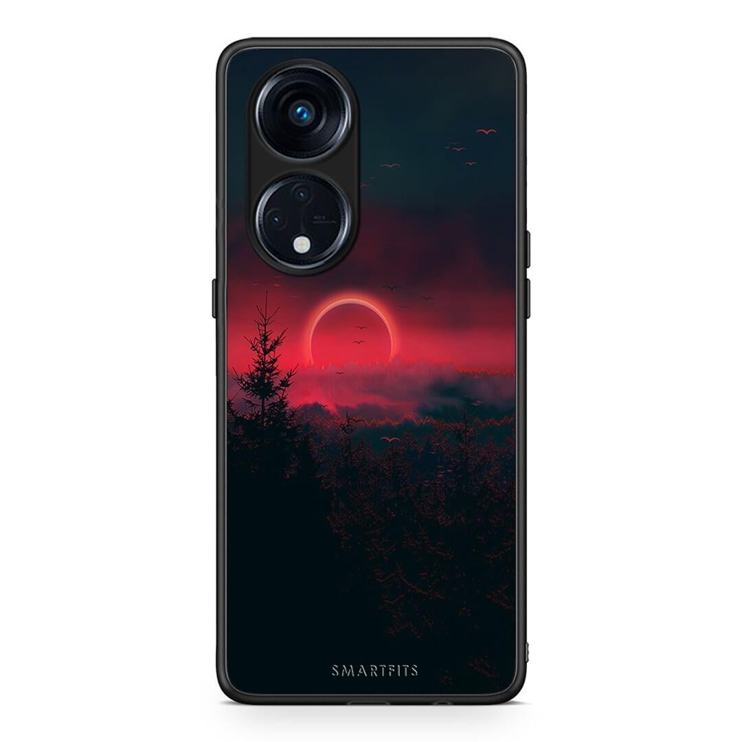 Θήκη Oppo A98 Tropic Sunset από τη Smartfits με σχέδιο στο πίσω μέρος και μαύρο περίβλημα | Oppo A98 Tropic Sunset Case with Colorful Back and Black Bezels