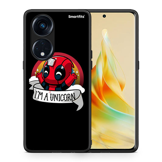 Θήκη Oppo A98 Unicorn Deadpool από τη Smartfits με σχέδιο στο πίσω μέρος και μαύρο περίβλημα | Oppo A98 Unicorn Deadpool Case with Colorful Back and Black Bezels