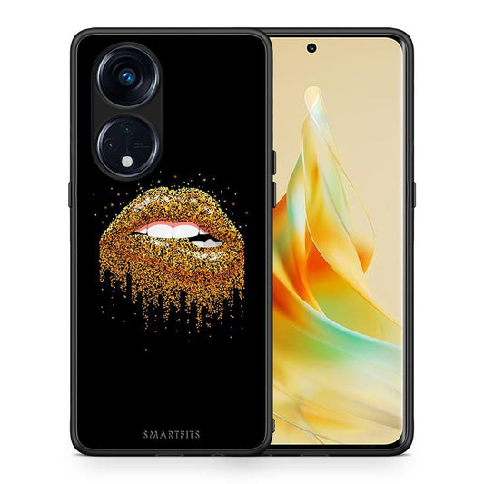 Θήκη Oppo A98 Valentine Golden από τη Smartfits με σχέδιο στο πίσω μέρος και μαύρο περίβλημα | Oppo A98 Valentine Golden Case with Colorful Back and Black Bezels