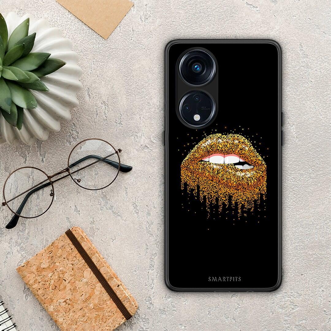 Θήκη Oppo A98 Valentine Golden από τη Smartfits με σχέδιο στο πίσω μέρος και μαύρο περίβλημα | Oppo A98 Valentine Golden Case with Colorful Back and Black Bezels