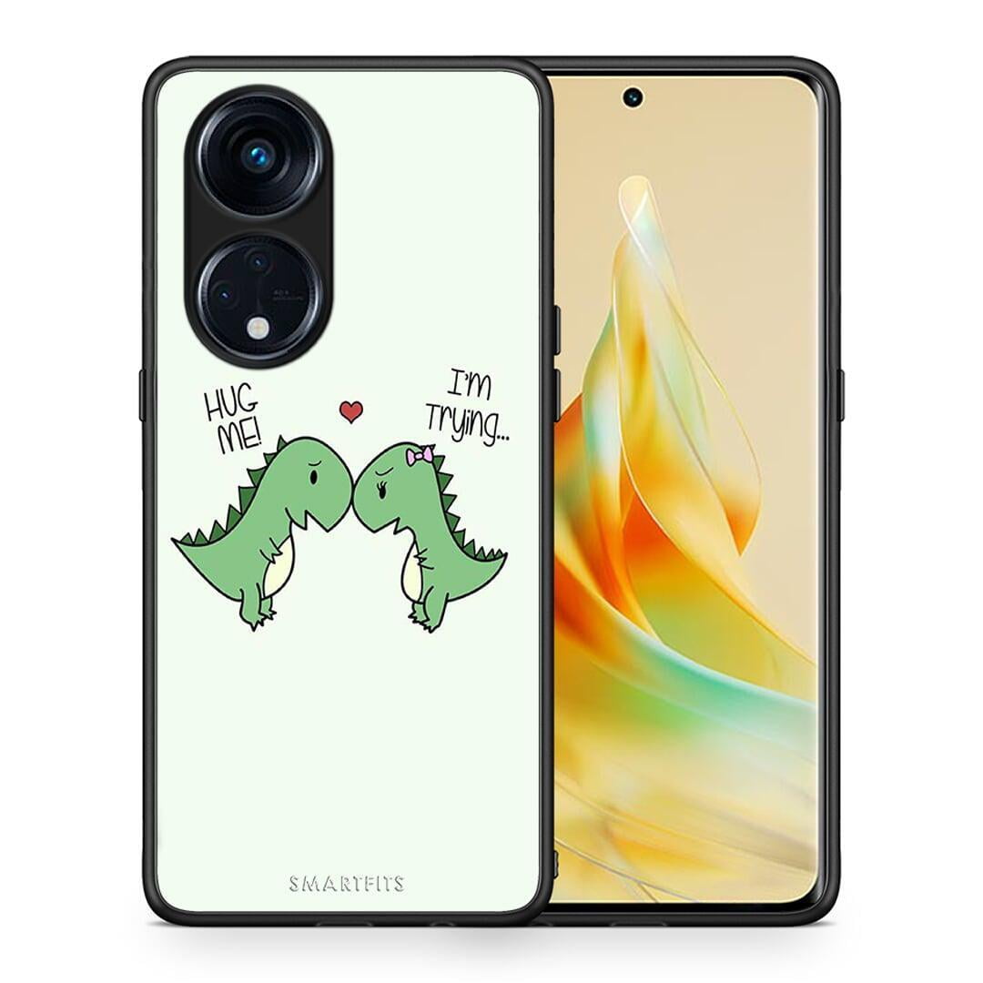 Θήκη Oppo A98 Valentine Rex από τη Smartfits με σχέδιο στο πίσω μέρος και μαύρο περίβλημα | Oppo A98 Valentine Rex Case with Colorful Back and Black Bezels
