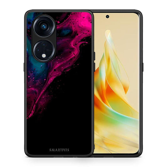Θήκη Oppo A98 Watercolor Pink Black από τη Smartfits με σχέδιο στο πίσω μέρος και μαύρο περίβλημα | Oppo A98 Watercolor Pink Black Case with Colorful Back and Black Bezels