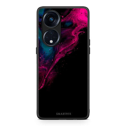 Θήκη Oppo A98 Watercolor Pink Black από τη Smartfits με σχέδιο στο πίσω μέρος και μαύρο περίβλημα | Oppo A98 Watercolor Pink Black Case with Colorful Back and Black Bezels