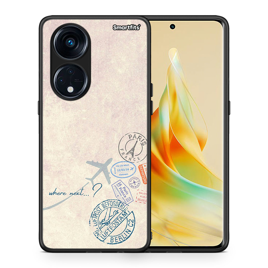 Θήκη Oppo A98 Where Next από τη Smartfits με σχέδιο στο πίσω μέρος και μαύρο περίβλημα | Oppo A98 Where Next Case with Colorful Back and Black Bezels