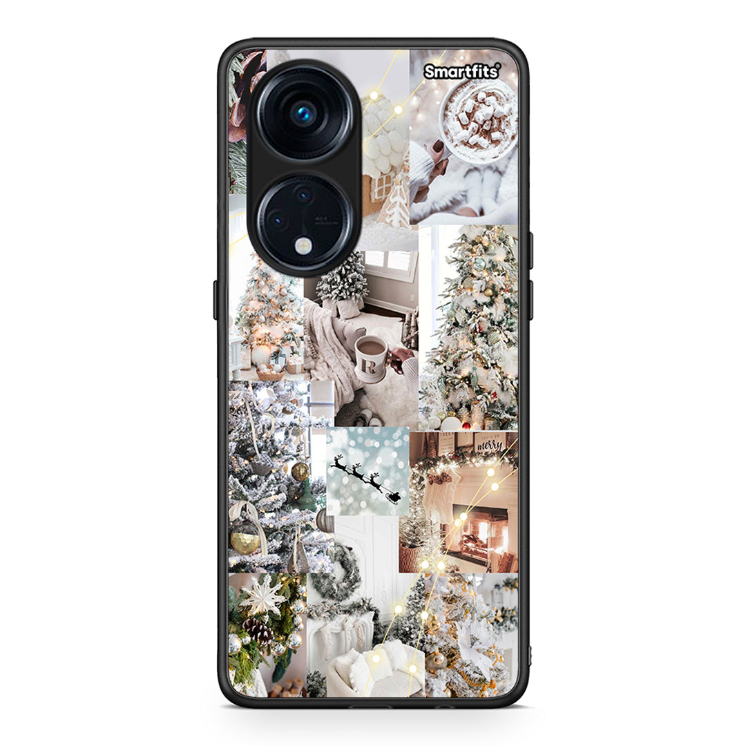 Θήκη Oppo A98 White Christmas από τη Smartfits με σχέδιο στο πίσω μέρος και μαύρο περίβλημα | Oppo A98 White Christmas Case with Colorful Back and Black Bezels