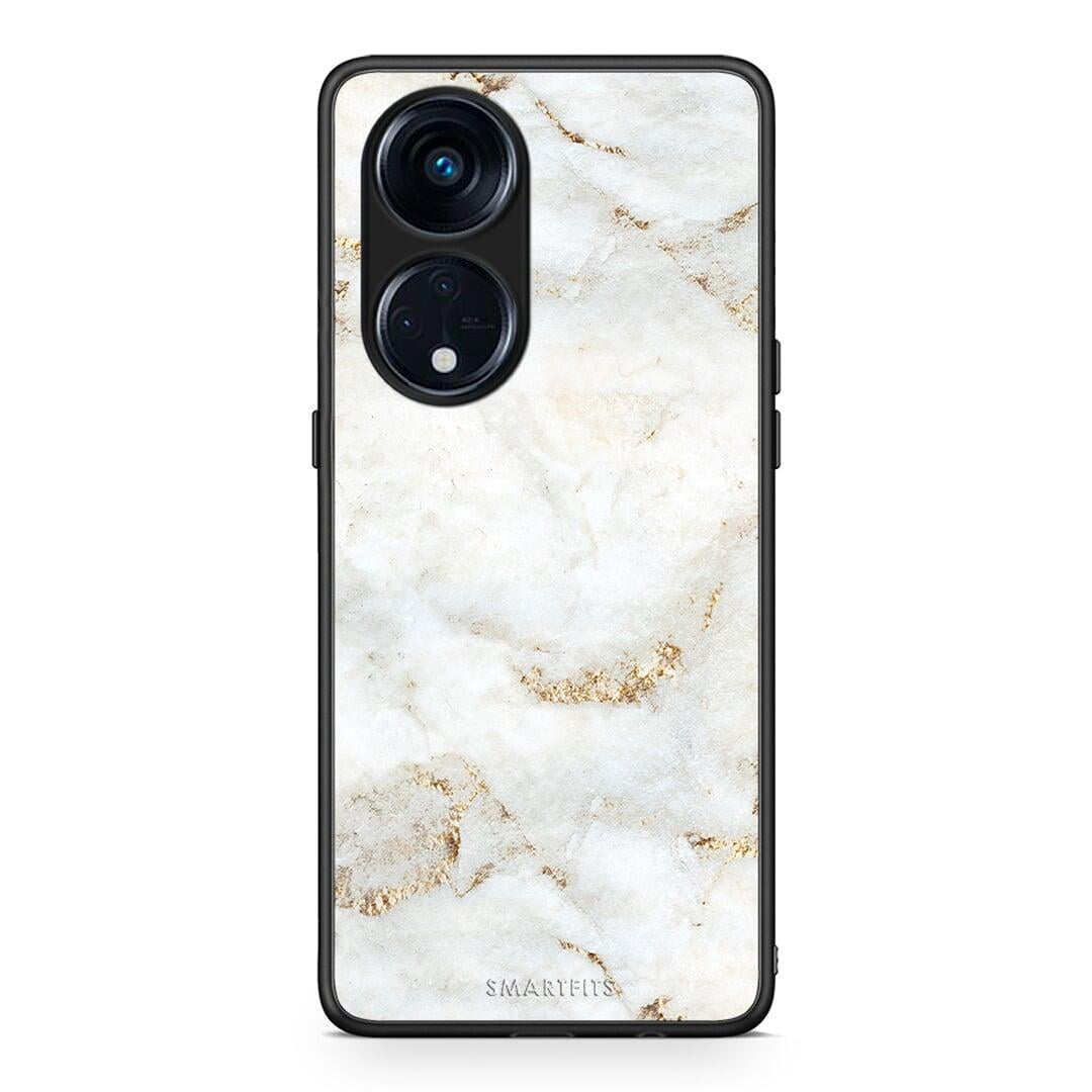 Θήκη Oppo A98 White Gold Marble από τη Smartfits με σχέδιο στο πίσω μέρος και μαύρο περίβλημα | Oppo A98 White Gold Marble Case with Colorful Back and Black Bezels