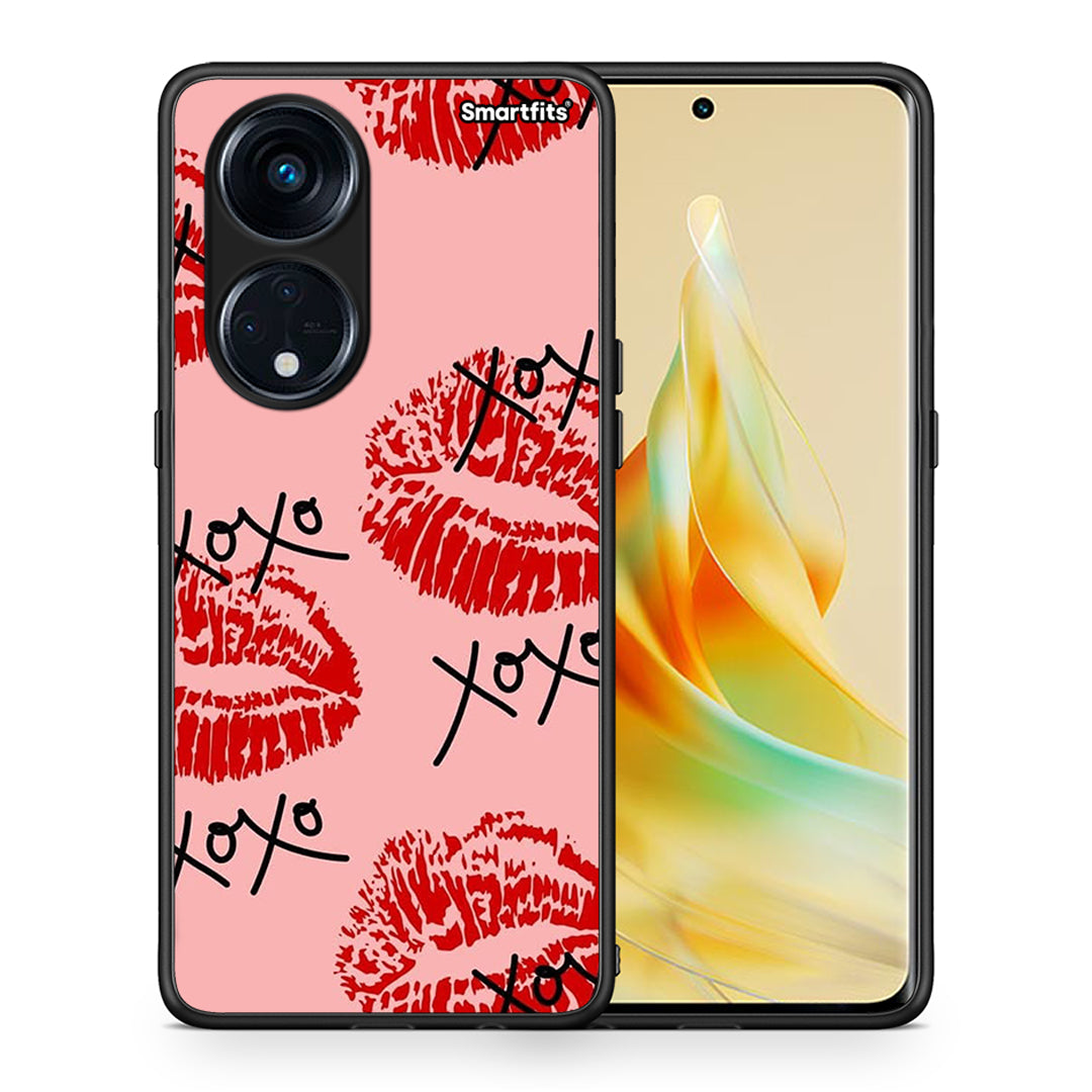 Θήκη Oppo A98 XOXO Lips από τη Smartfits με σχέδιο στο πίσω μέρος και μαύρο περίβλημα | Oppo A98 XOXO Lips Case with Colorful Back and Black Bezels