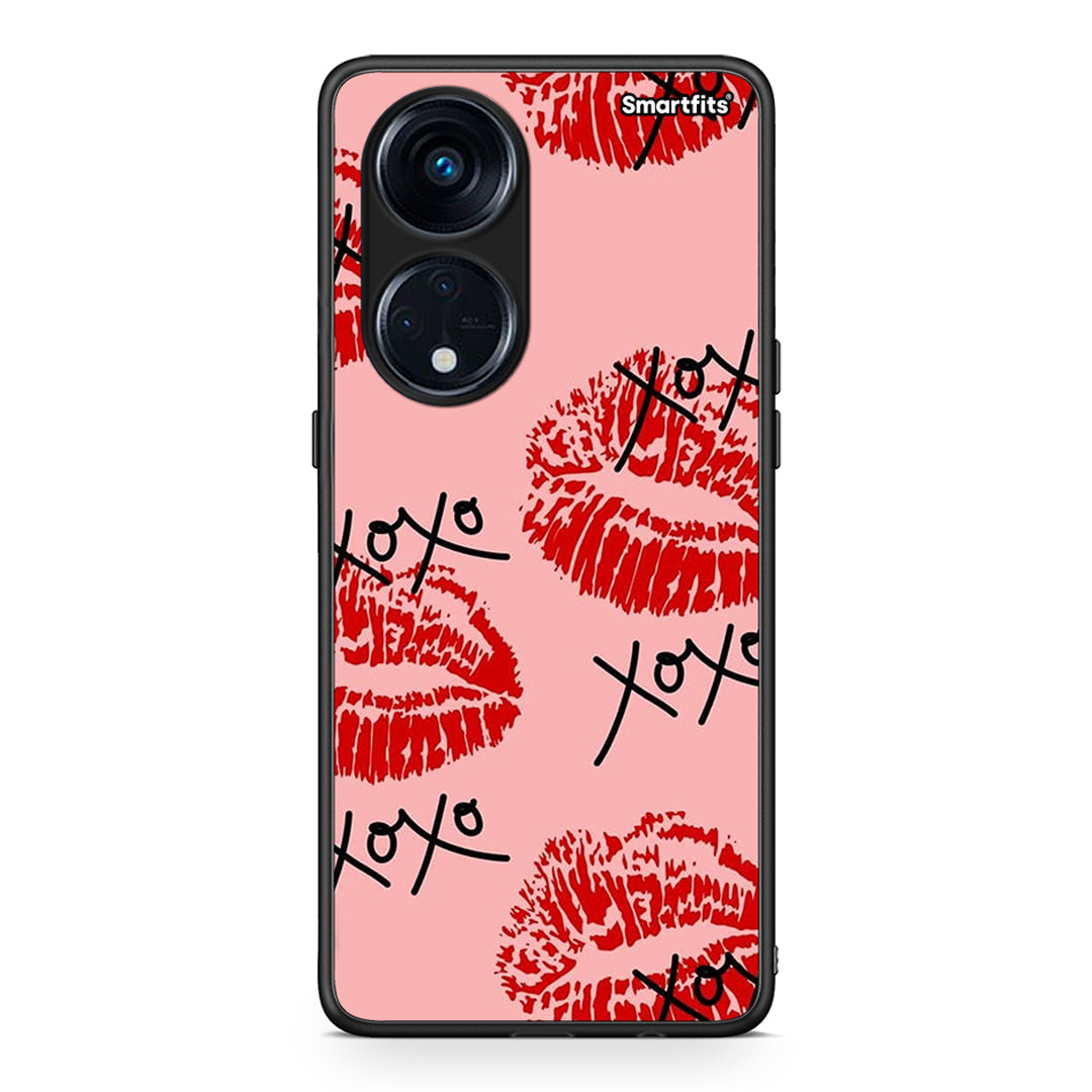 Θήκη Oppo A98 XOXO Lips από τη Smartfits με σχέδιο στο πίσω μέρος και μαύρο περίβλημα | Oppo A98 XOXO Lips Case with Colorful Back and Black Bezels