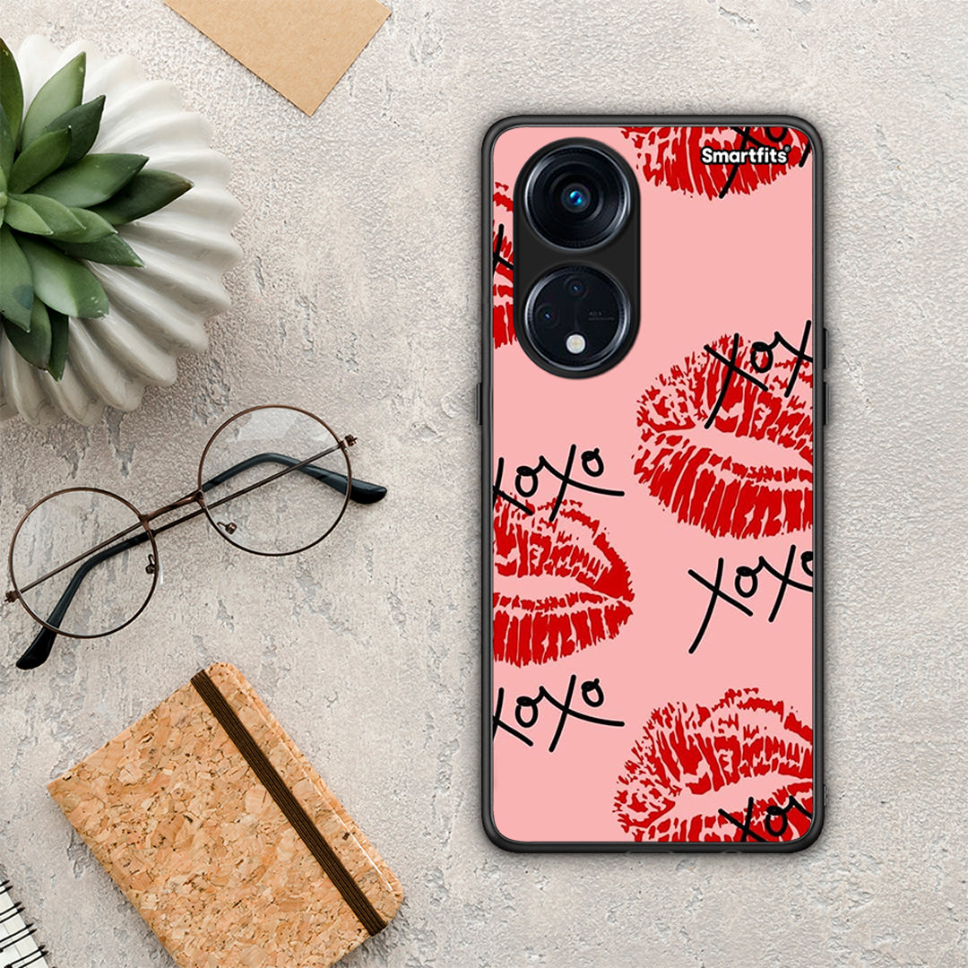 Θήκη Oppo A98 XOXO Lips από τη Smartfits με σχέδιο στο πίσω μέρος και μαύρο περίβλημα | Oppo A98 XOXO Lips Case with Colorful Back and Black Bezels