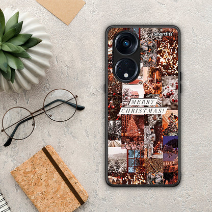 Θήκη Oppo A98 Xmas Collage από τη Smartfits με σχέδιο στο πίσω μέρος και μαύρο περίβλημα | Oppo A98 Xmas Collage Case with Colorful Back and Black Bezels