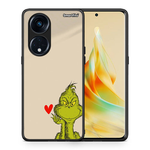 Θήκη Oppo A98 Xmas Grinch από τη Smartfits με σχέδιο στο πίσω μέρος και μαύρο περίβλημα | Oppo A98 Xmas Grinch Case with Colorful Back and Black Bezels
