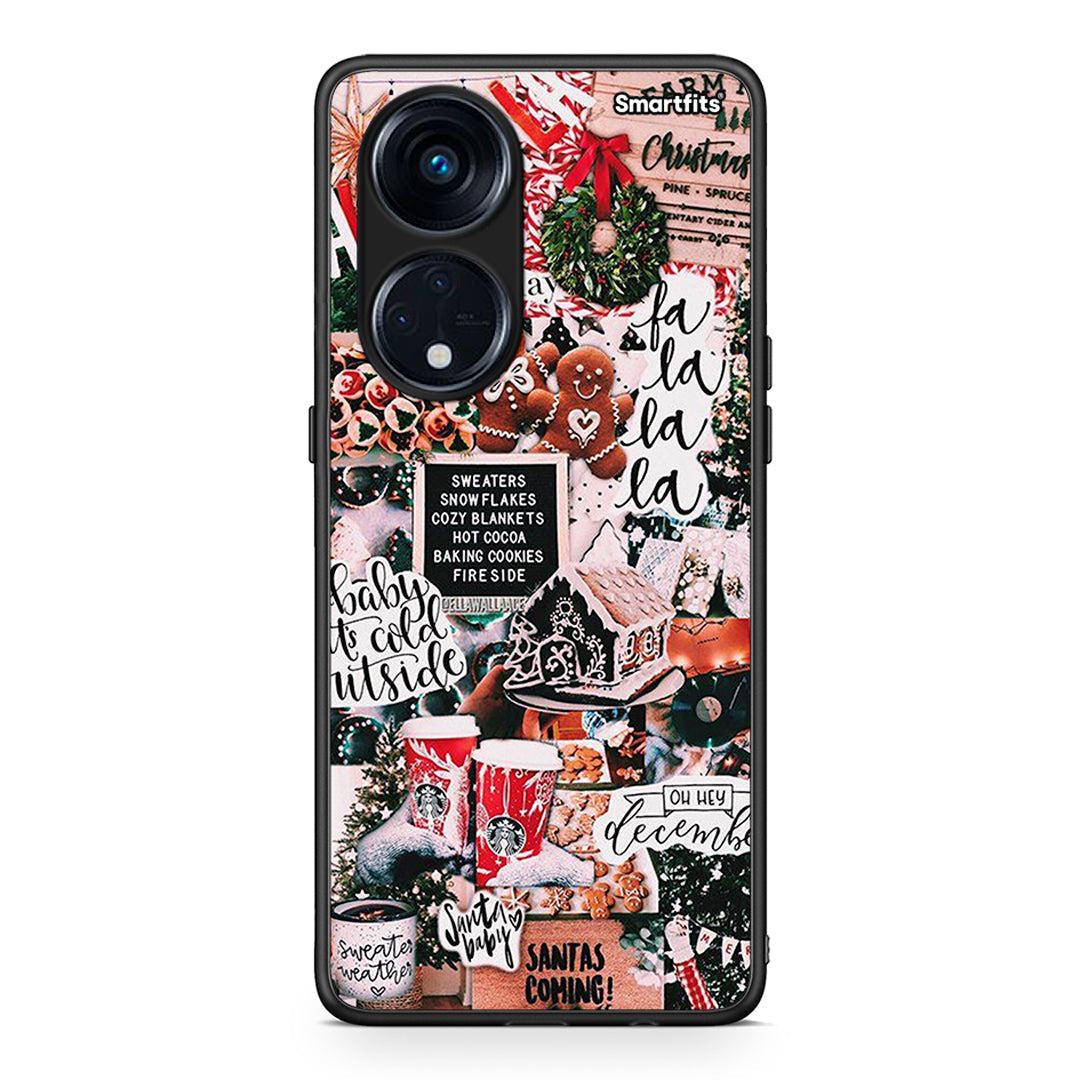 Θήκη Oppo A98 Xmas Habbits από τη Smartfits με σχέδιο στο πίσω μέρος και μαύρο περίβλημα | Oppo A98 Xmas Habbits Case with Colorful Back and Black Bezels