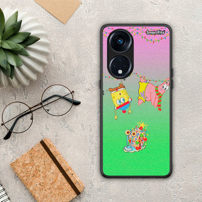 Θήκη Oppo A98 Xmas Lights από τη Smartfits με σχέδιο στο πίσω μέρος και μαύρο περίβλημα | Oppo A98 Xmas Lights Case with Colorful Back and Black Bezels