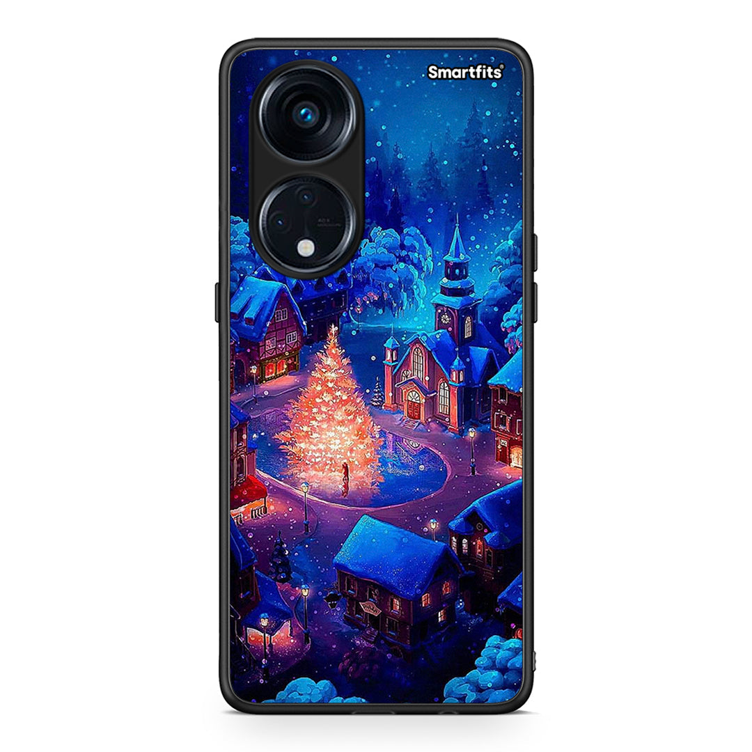 Θήκη Oppo A98 Xmas Village από τη Smartfits με σχέδιο στο πίσω μέρος και μαύρο περίβλημα | Oppo A98 Xmas Village Case with Colorful Back and Black Bezels