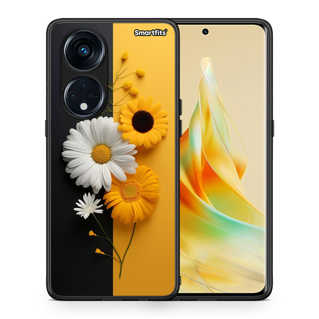 Θήκη Oppo Reno8T 5G / A1 Pro Yellow Daisies από τη Smartfits με σχέδιο στο πίσω μέρος και μαύρο περίβλημα | Oppo Reno8T 5G / A1 Pro Yellow Daisies Case with Colorful Back and Black Bezels