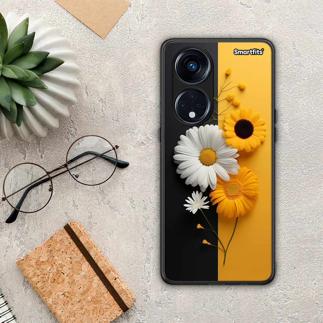 Θήκη Oppo Reno8T 5G / A1 Pro Yellow Daisies από τη Smartfits με σχέδιο στο πίσω μέρος και μαύρο περίβλημα | Oppo Reno8T 5G / A1 Pro Yellow Daisies Case with Colorful Back and Black Bezels