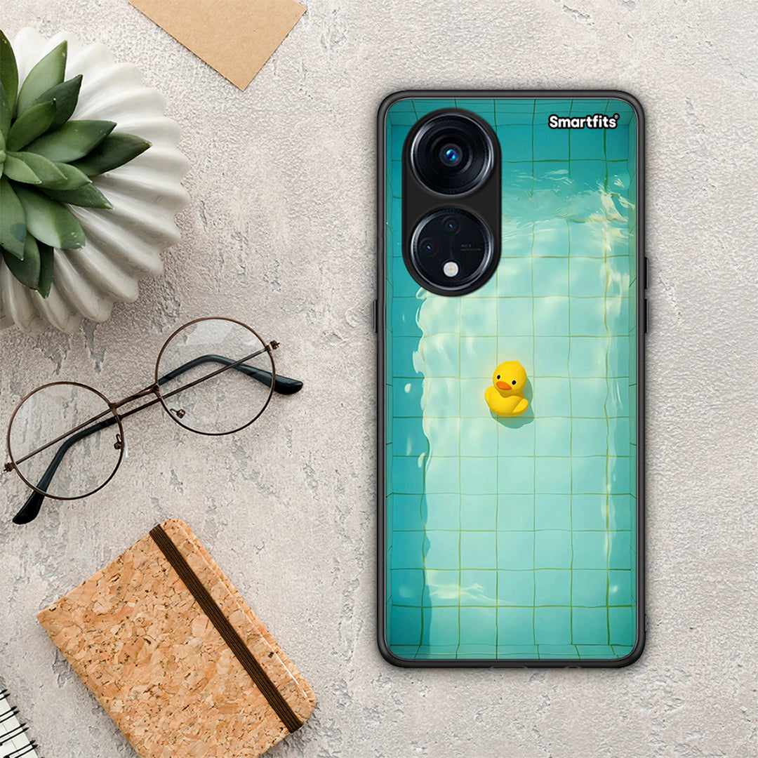 Θήκη Oppo A98 Yellow Duck από τη Smartfits με σχέδιο στο πίσω μέρος και μαύρο περίβλημα | Oppo A98 Yellow Duck Case with Colorful Back and Black Bezels