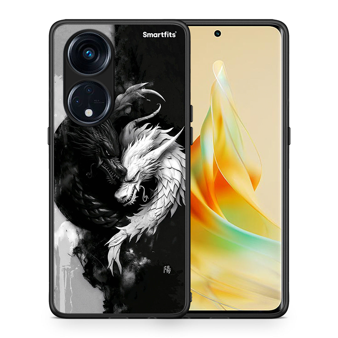 Θήκη Oppo A98 Yin Yang από τη Smartfits με σχέδιο στο πίσω μέρος και μαύρο περίβλημα | Oppo A98 Yin Yang Case with Colorful Back and Black Bezels