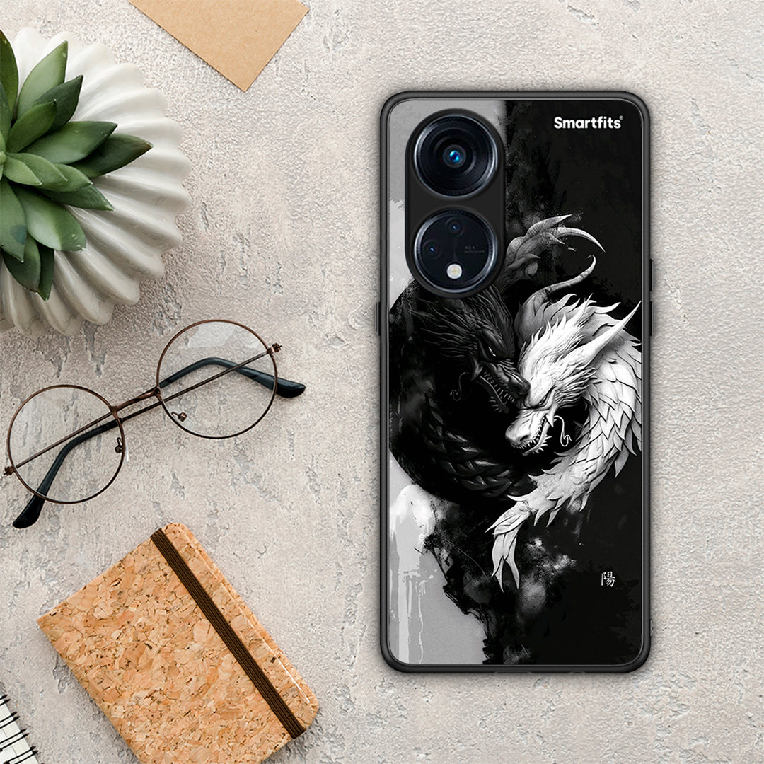 Θήκη Oppo A98 Yin Yang από τη Smartfits με σχέδιο στο πίσω μέρος και μαύρο περίβλημα | Oppo A98 Yin Yang Case with Colorful Back and Black Bezels