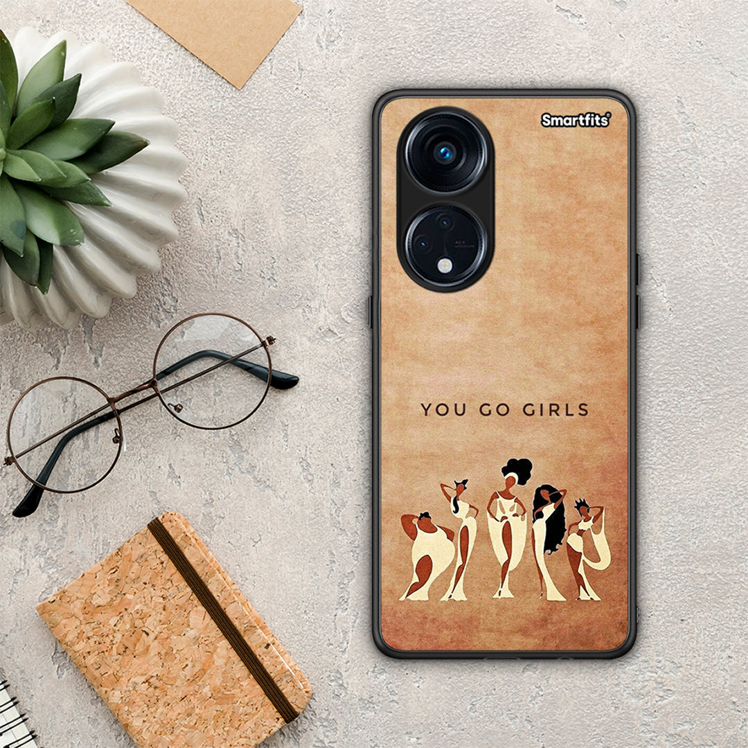 Θήκη Oppo A98 You Go Girl από τη Smartfits με σχέδιο στο πίσω μέρος και μαύρο περίβλημα | Oppo A98 You Go Girl Case with Colorful Back and Black Bezels