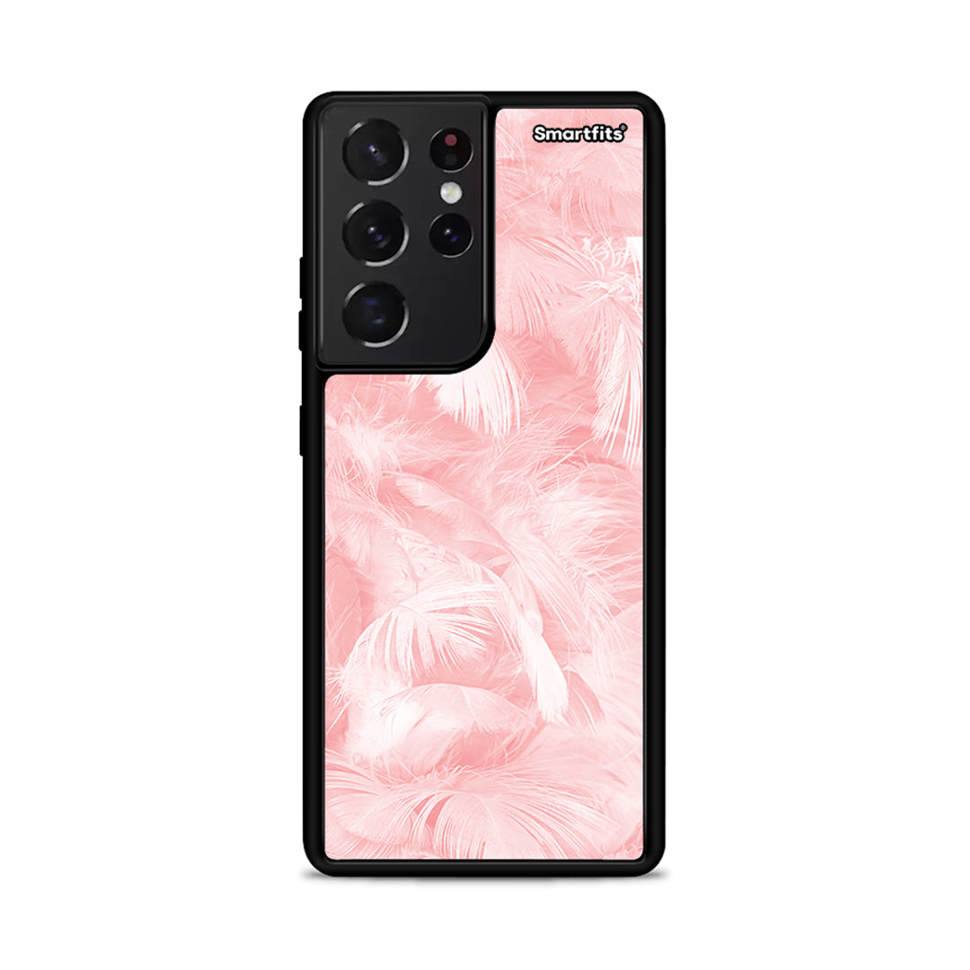 Boho Pink Feather - Samsung Galaxy S21 Ultra θήκη