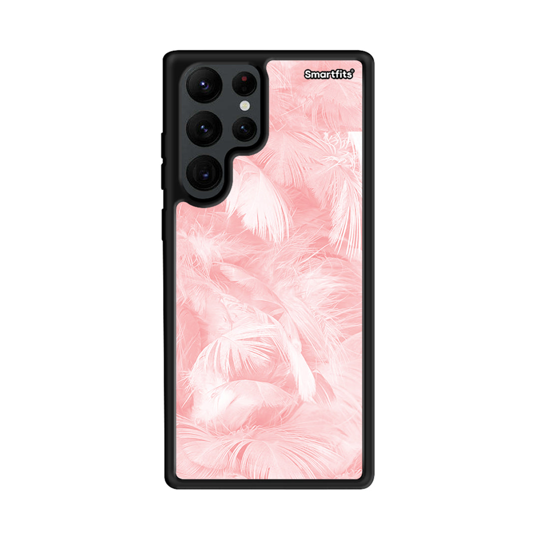 Boho Pink Feather - Samsung Galaxy S22 Ultra θήκη