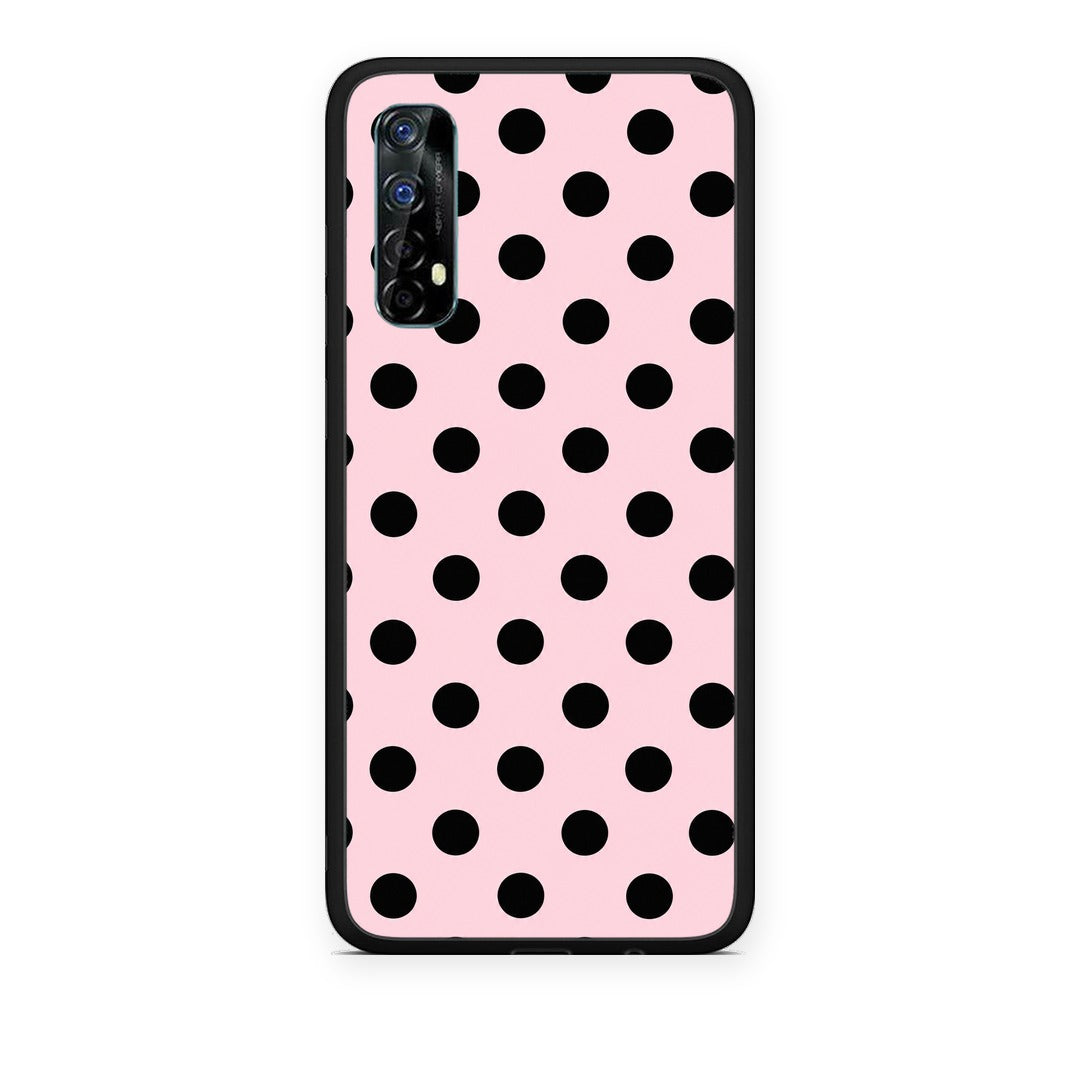 Θήκη Realme 7 Black Polka Dots on Pink από τη Smartfits με σχέδιο στο πίσω μέρος και μαύρο περίβλημα | Realme 7 Black Polka Dots on Pink case with colorful back and black bezels