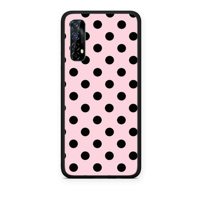 Θήκη Realme 7 Black Polka Dots on Pink από τη Smartfits με σχέδιο στο πίσω μέρος και μαύρο περίβλημα | Realme 7 Black Polka Dots on Pink case with colorful back and black bezels