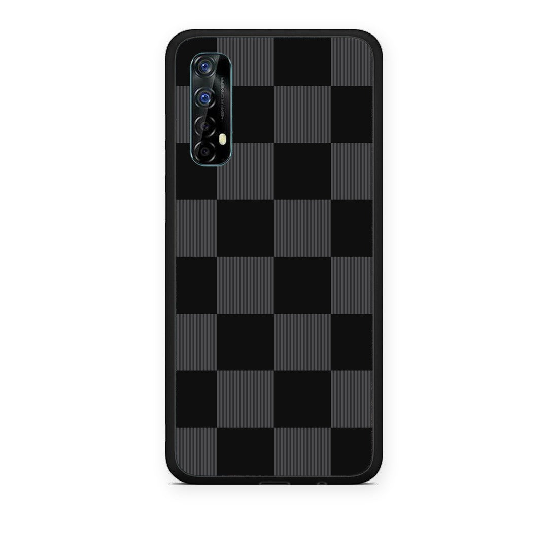 Θήκη Realme 7 Black and Charcoal Striped Checks από τη Smartfits με σχέδιο στο πίσω μέρος και μαύρο περίβλημα | Realme 7 Black and Charcoal Striped Checks case with colorful back and black bezels