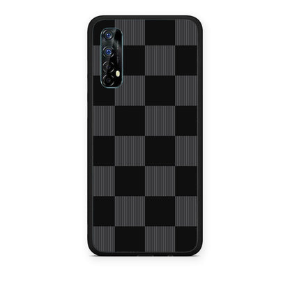 Θήκη Realme 7 Black and Charcoal Striped Checks από τη Smartfits με σχέδιο στο πίσω μέρος και μαύρο περίβλημα | Realme 7 Black and Charcoal Striped Checks case with colorful back and black bezels