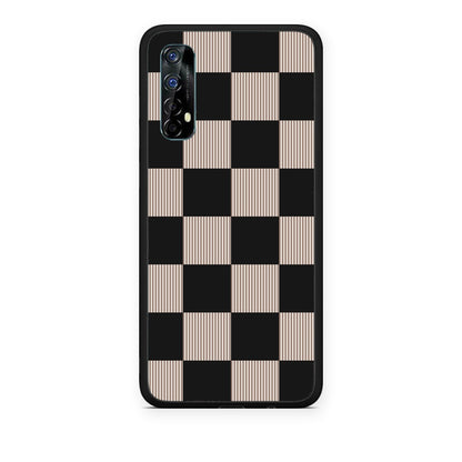 Θήκη Realme 7 Black and Taupe Striped Checks από τη Smartfits με σχέδιο στο πίσω μέρος και μαύρο περίβλημα | Realme 7 Black and Taupe Striped Checks case with colorful back and black bezels