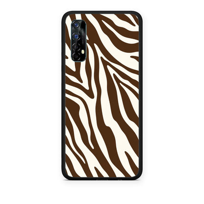 Θήκη Realme 7 Brown and Cream Zebra Stripes από τη Smartfits με σχέδιο στο πίσω μέρος και μαύρο περίβλημα | Realme 7 Brown and Cream Zebra Stripes case with colorful back and black bezels