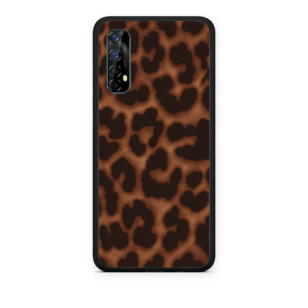 Θήκη Realme 7 Leopard Print Dark Brown από τη Smartfits με σχέδιο στο πίσω μέρος και μαύρο περίβλημα | Realme 7 Leopard Print Dark Brown case with colorful back and black bezels