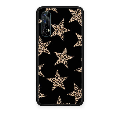 Θήκη Realme 7 Leopard Stars on Black από τη Smartfits με σχέδιο στο πίσω μέρος και μαύρο περίβλημα | Realme 7 Leopard Stars on Black case with colorful back and black bezels