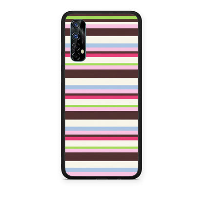 Θήκη Realme 7 Multicolour Horizontal Stripes από τη Smartfits με σχέδιο στο πίσω μέρος και μαύρο περίβλημα | Realme 7 Multicolour Horizontal Stripes case with colorful back and black bezels