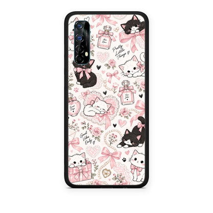 Θήκη Realme 7 Pink Bows and Kittens Collage από τη Smartfits με σχέδιο στο πίσω μέρος και μαύρο περίβλημα | Realme 7 Pink Bows and Kittens Collage case with colorful back and black bezels