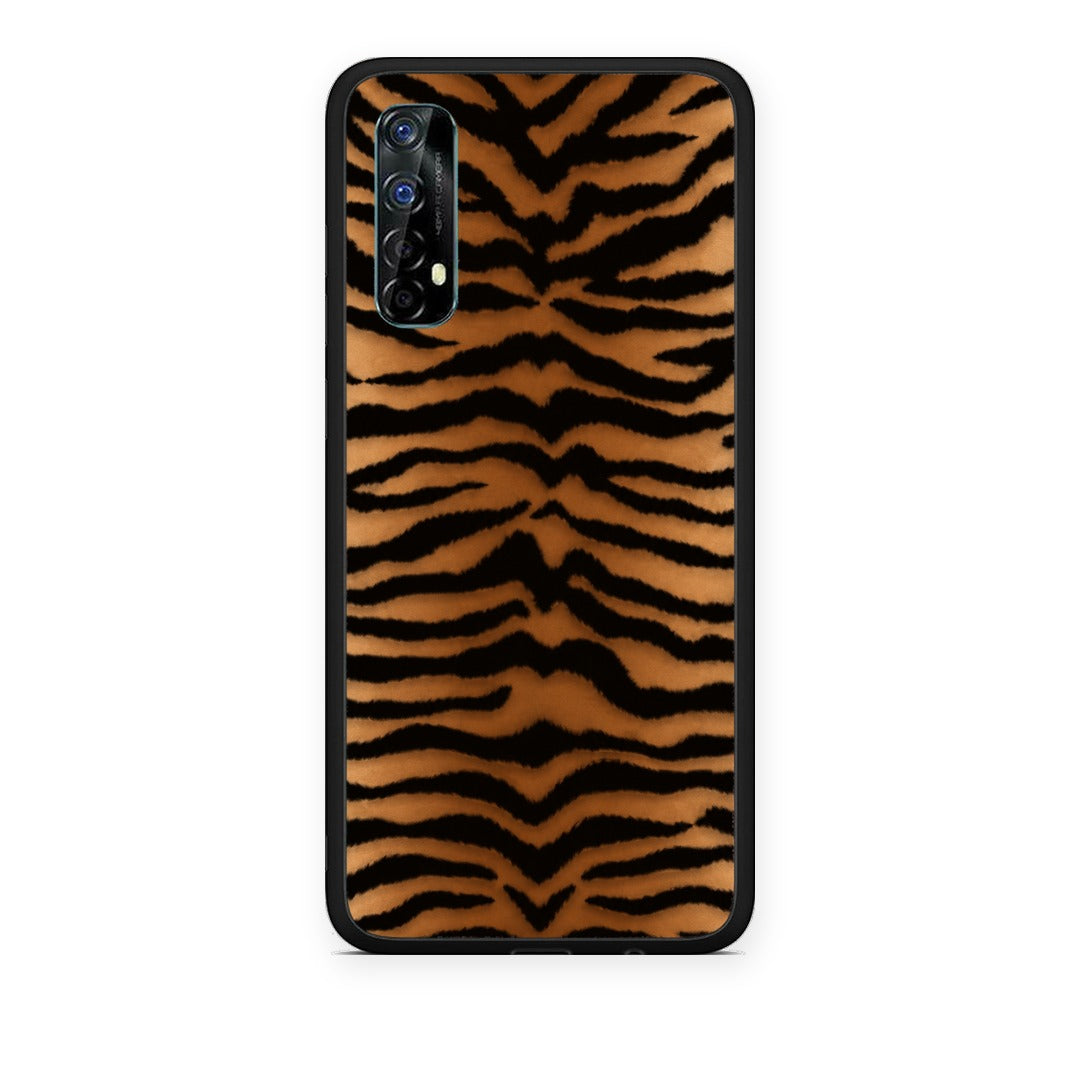 Θήκη Realme 7 Tiger Print Orange and Black από τη Smartfits με σχέδιο στο πίσω μέρος και μαύρο περίβλημα | Realme 7 Tiger Print Orange and Black case with colorful back and black bezels