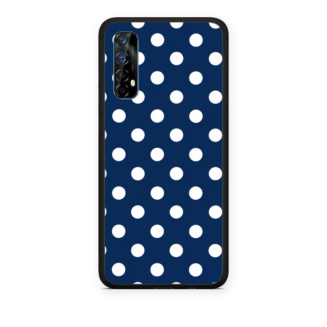 Θήκη Realme 7 White Large Polka Dots on Navy από τη Smartfits με σχέδιο στο πίσω μέρος και μαύρο περίβλημα | Realme 7 White Large Polka Dots on Navy case with colorful back and black bezels