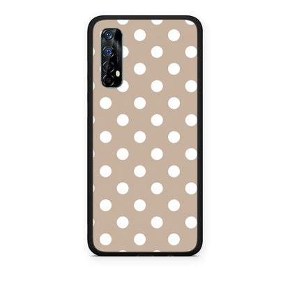 Θήκη Realme 7 White Polka Dots on Taupe από τη Smartfits με σχέδιο στο πίσω μέρος και μαύρο περίβλημα | Realme 7 White Polka Dots on Taupe case with colorful back and black bezels