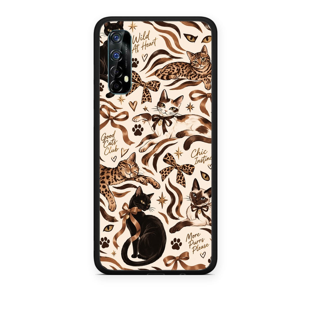 Θήκη Realme 7 Wild Cats and Animal Print Collage από τη Smartfits με σχέδιο στο πίσω μέρος και μαύρο περίβλημα | Realme 7 Wild Cats and Animal Print Collage case with colorful back and black bezels