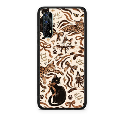 Θήκη Realme 7 Wild Cats and Animal Print Collage από τη Smartfits με σχέδιο στο πίσω μέρος και μαύρο περίβλημα | Realme 7 Wild Cats and Animal Print Collage case with colorful back and black bezels