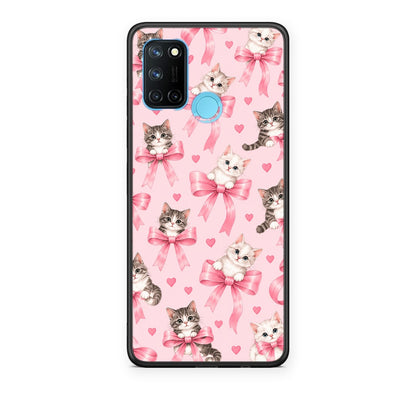 Θήκη Realme 7i / C25 Kittens and Pink Bows on Pink από τη Smartfits με σχέδιο στο πίσω μέρος και μαύρο περίβλημα | Realme 7i / C25 Kittens and Pink Bows on Pink case with colorful back and black bezels