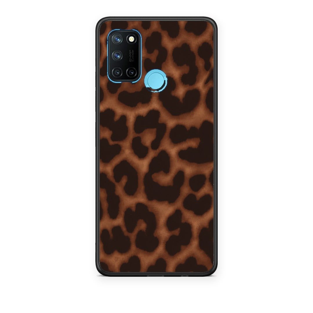 Θήκη Realme 7i / C25 Leopard Print Dark Brown από τη Smartfits με σχέδιο στο πίσω μέρος και μαύρο περίβλημα | Realme 7i / C25 Leopard Print Dark Brown case with colorful back and black bezels