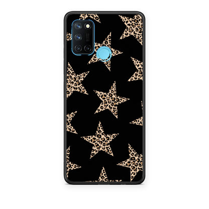 Θήκη Realme 7i / C25 Leopard Stars on Black από τη Smartfits με σχέδιο στο πίσω μέρος και μαύρο περίβλημα | Realme 7i / C25 Leopard Stars on Black case with colorful back and black bezels