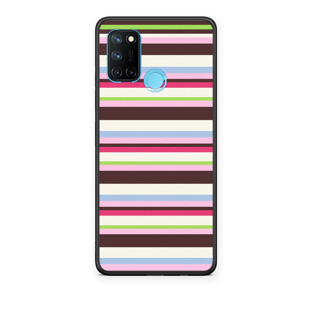 Θήκη Realme 7i / C25 Multicolour Horizontal Stripes από τη Smartfits με σχέδιο στο πίσω μέρος και μαύρο περίβλημα | Realme 7i / C25 Multicolour Horizontal Stripes case with colorful back and black bezels