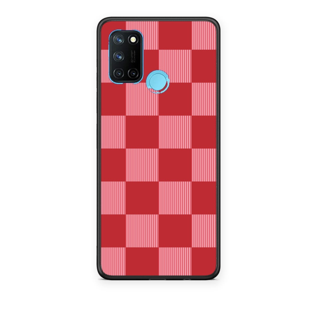 Θήκη Realme 7i / C25 Red and Pink Striped Checks από τη Smartfits με σχέδιο στο πίσω μέρος και μαύρο περίβλημα | Realme 7i / C25 Red and Pink Striped Checks case with colorful back and black bezels