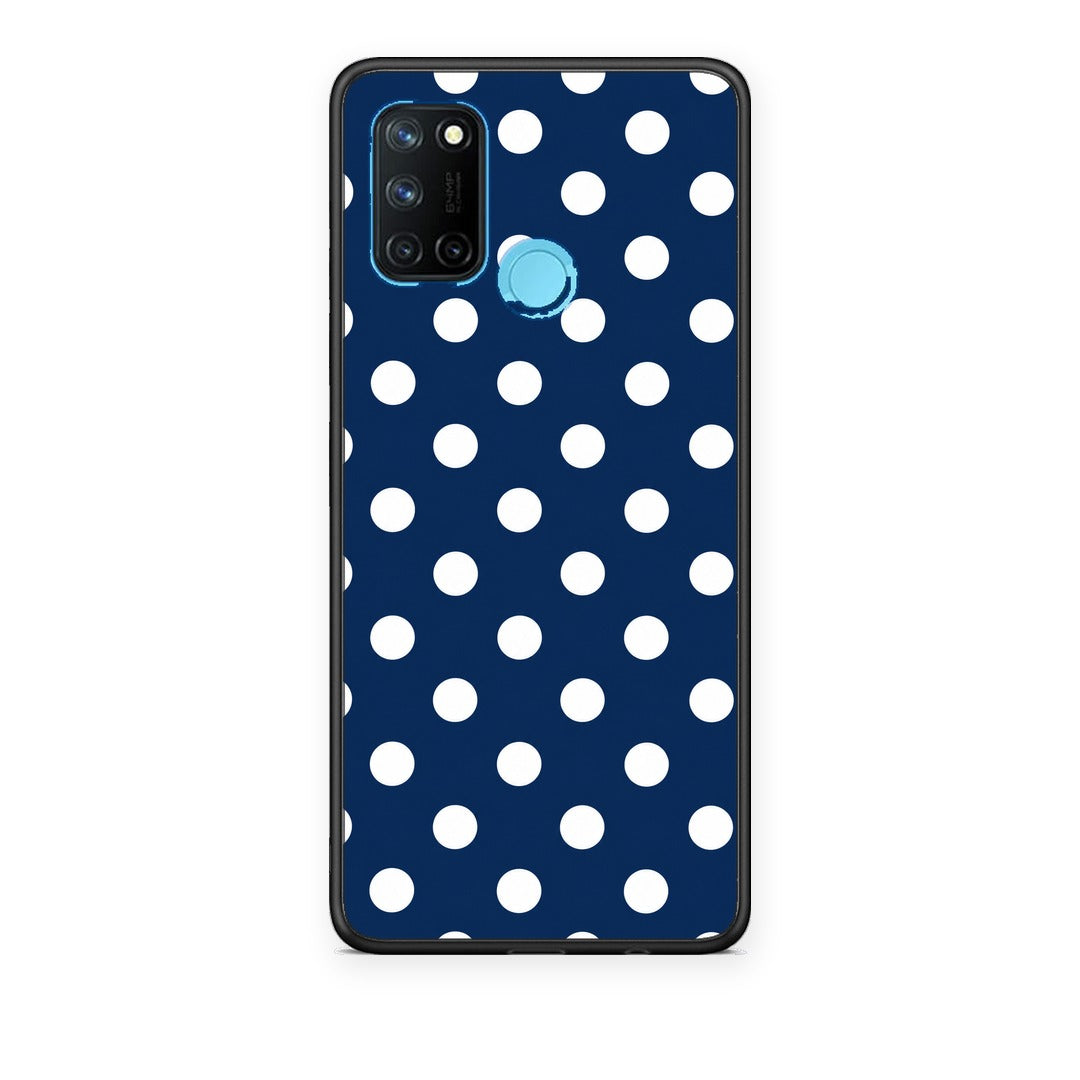 Θήκη Realme 7i / C25 White Large Polka Dots on Navy από τη Smartfits με σχέδιο στο πίσω μέρος και μαύρο περίβλημα | Realme 7i / C25 White Large Polka Dots on Navy case with colorful back and black bezels