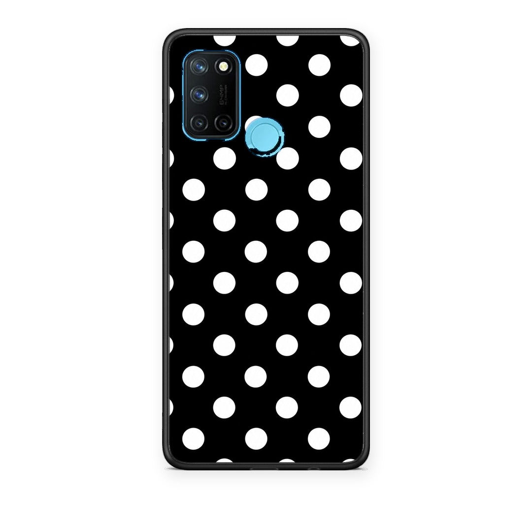 Θήκη Realme 7i / C25 White Polka Dots on Black από τη Smartfits με σχέδιο στο πίσω μέρος και μαύρο περίβλημα | Realme 7i / C25 White Polka Dots on Black case with colorful back and black bezels